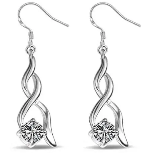 YAZILIND Sparkling Drop Dangle Earrings Statement Cubic Zirconia Silver Infinity Hollow Women Hook Earrings Elegant Dainty Jewelry YAZILIND Sparkling Drop Dangle Earrings Statement Cubic Zirconia Silver Infinity Hollow Women Hook Earrings Elegant Dainty Jewelry