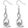 YAZILIND Sparkling Drop Dangle Earrings Statement Cubic Zirconia Silver Infinity Hollow Women Hook Earrings Elegant Dainty Jewelry