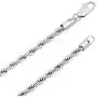 The Bling Factory 2.8mm Rhodium Plated Twisted Rope Chain Necklace + Bracelet Set, 22'' (Necklace) + 7'' (Bracelet)