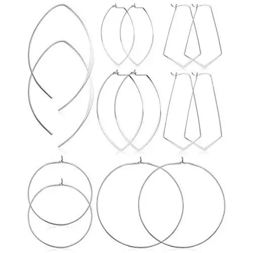 ORAZIO 7 Pairs Threader Hoop Earrings for Women Chic Minimalist Wire Drop Dangle Earrings Geometric Oval Dainty Simple Gold Silver Earrings Stainless Steel Jewelry Set ORAZIO 7 Pairs Threader Hoop Earrings for Women Chic Minimalist Wire Drop Dangle Earrings Geometric Oval Dainty Simple Gold Silver Earrings Stainless Steel Jewelry Set