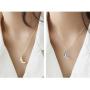 Dtja Boho Moon Necklace for Women Girls Sterling Silver Simple Delicate Crescent Half Moon Phase Karma Choker Pendant Necklace Adjustable Chain Handmade Hammered Jewelry