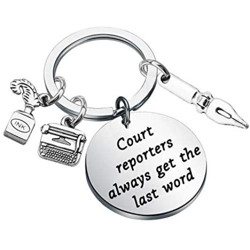 CENWA Court Reporter Gift Court Reporter Always Get The Last Word Keychain Stenographer Gift Retirement Gift for Court Reporter