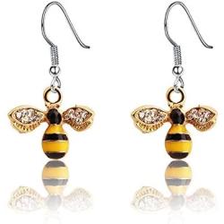 Gzrlyf Bumble Bee Dangle Earrings Crystal Bee Pendant Animal Earrings Hummingbirds Butterfly Gifts