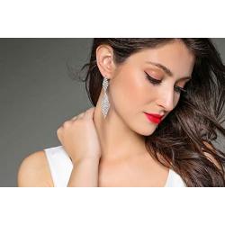 Dangle Rhinestone Earrings For Women - Double Rhombus Sparking Rhinestone Geometric Drop Dangling Earrings for Gifts