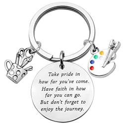 Artist Paint Palette Keychain Artist Inspiration Gift Art Student Grauduation Gift Painter Gifts Paint Brush Keychain Art Palette Charm Take Pride in How Far You Have Come