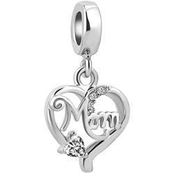 LovelyJewelry I Love You Mom Heart Bead Charms for Bracelets