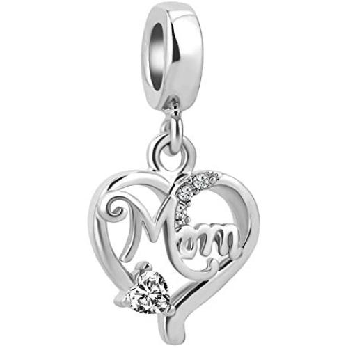 LovelyJewelry I Love You Mom Heart Bead Charms for Bracelets
