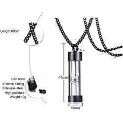 Stainless Steel Timeless Hourglass Charm Cremation Urn Ash Holder Pendant Necklace Keepsake Memorial Jewelry