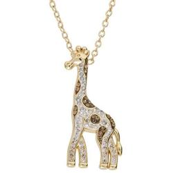 CRYSTALOGY Women’s Jewelry, Sterling Silver Crystal Giraffe Animal Pendant Necklace, 18” Chain