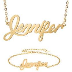 HUAN XUN Personalized Custom Any Name Necklace in Golden Silver Jewelry
