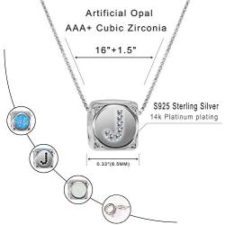 FENRNISI S925 Sterling Silver Initial Necklace for Kids Girls 14K Gold Plated Opal Pendant Necklace for Girls Women
