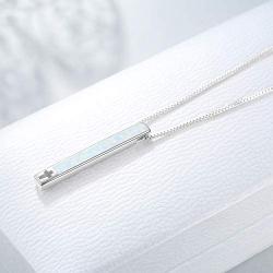 WINNICACA Heartbeat Faith Hope Love Sterling Silver Created Opal Vertical Bar Necklaces October Birthstones Jewelry Birthday Mothers Day Gifts for Her Women Teen Nurse Birthday