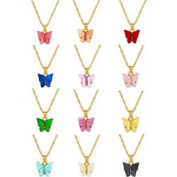 Floveal Butterfly Necklaces and Earrings Set for Women Gold Plated Dainty butterfly Choker Necklace, Butterfly Layered Chain Necklace, Jewelry for Women and Girls
