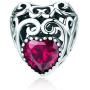 NINGAN Birthstone Openwork Heart Bead Charms 925 Sterling Silver Fits European Charm Bracelets Necklaces