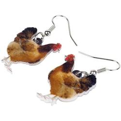 NEWEI Sweet Acrylic Chicken Hen Earrings Dangle Drop Fashion Farm Animal Jewelry for Girls Women Teens Gift Charms