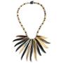 Bling Jewelry Natural Organic Buffalo Horn Tribal Boho Fashion Tweak Wood Beads Fan Bib Statement Necklace for Woman for Teen
