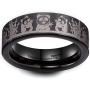 King Will Mens 6mm Tungsten Carbide Ring Inlaid with Panda Pattern Black High Polished