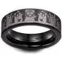 King Will Mens 6mm Tungsten Carbide Ring Inlaid with Panda Pattern Black High Polished