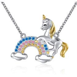 GRECIA Rainbow Unicorn Necklace for Girls Women, Lovely Animal Pendant Unicorn Jewelry for Daughter Niece Christmas Birthday Gifts