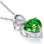 Lab-Created Gemstone Birthstone Heart and Diamond Accent Necklace Pendant Charm in 10k White Gold or 10k Yellow Gold plated or 925 Sterling Sliver with 18” Chain (Choose your Birthstone)