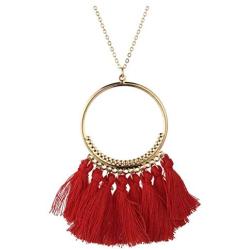 Manfnee Tassel Bohemian Earring Alloy Dangle&Drop Leather Teardrop Wood Earrings Jewelry Women