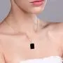 Gem Stone King 18K Yellow Gold Plated Silver Black Onyx and Diamond Womena Jewelry Pendant Necklace, 14X10MM Emerald Cut, 5.02 Cttw with 18 Inch Chain
