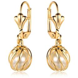 Barzel 18K Gold Plated Pearl Dangling Drop Earrings