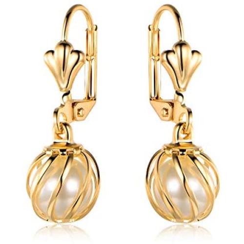 Barzel 18K Gold Plated Pearl Dangling Drop Earrings