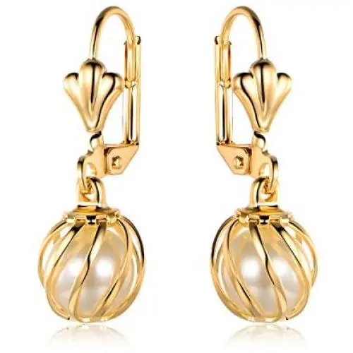 Barzel 18K Gold Plated Pearl Dangling Drop Earrings Barzel 18K Gold Plated Pearl Dangling Drop Earrings
