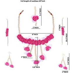 Efulgenz Indian Flower Jewelry Set for Haldi Mehandi Baby Shower Wedding Women Girls