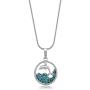 Gem Stone King Stunning Dolphin and Sea in a Circle with Blue Crystals Pendant 16inches Chain