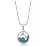 Gem Stone King Stunning Dolphin and Sea in a Circle with Blue Crystals Pendant 16inches Chain