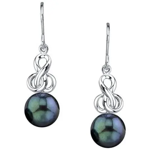 THE PEARL SOURCE Genuine Black Japanese Akoya Saltwater Cultured Pearl Adrian Earrings for Women THE PEARL SOURCE Genuine Black Japanese Akoya Saltwater Cultured Pearl Adrian Earrings for Women