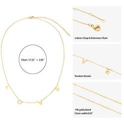 Moronly Love Letter Necklace for Women CZ Love Script Necklace 14K Gold Plated Charm Jewelry Choker Necklace Hypoallergenic