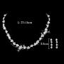 Unicra Bride Silver Necklace Earrings Set Crystal Bridal Wedding Jewelry Set Rhinestone Choker Necklace for Women and Girls (3 piece set - 2 earrings and 1 necklace)(Silver)