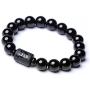 SX Commerce Natural Obsidian Stone Bead Bracelet Couple Men 10mm and Women 8mm Dragon and Phoenix Totem Jewelry