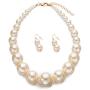 Womens Faux Big Pearl Choker Necklace and Earring Set Fashion Pearl Set