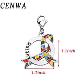 CENWA Autism Ribbon Necklace Asperger Awareness Jewelry Gift for Autism Mom/Autism Teacher/Autistic Girl