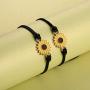 Sunflower Boho Gifts, Handmade Bohemia Ankles Bracelets and Gift Cards for Women Girls Friends Best Friend Partner in Crime Mom and Daugher Gifts Couple Bracelet (2 Pairs)