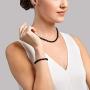 THE PEARL SOURCE 14K Gold 6-6.5mm Round Black Akoya Cultured Pearl Necklace, Bracelet & Earrings Set in 18'' Princess Length for Women