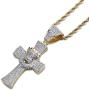 Moca Jewelry Hip Hop Iced Out Bling Lion with Crown Cross Pendant 18K Gold Plated Chain Necklace for Men Women