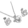 Yoursfs Halos Bridal Jewelry Set for Women Platinum Plated Big CZ Austrian Crystal Clip On Earrings Pendant Necklace Sets