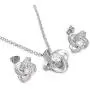 Yoursfs Halos Bridal Jewelry Set for Women Platinum Plated Big CZ Austrian Crystal Clip On Earrings Pendant Necklace Sets