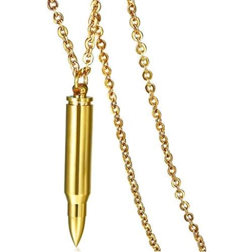 XUANPAI Personalized Stainless Steel Bullet Urn Necklace Keepsake Memorial Ashes Urn Necklaces for Men