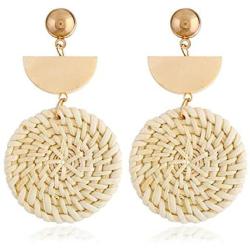 IVRRISS Handmade Rattan Earrings for Women and Girls, 1-6 Paris Set Cute Bohemian Earrings Lightweight