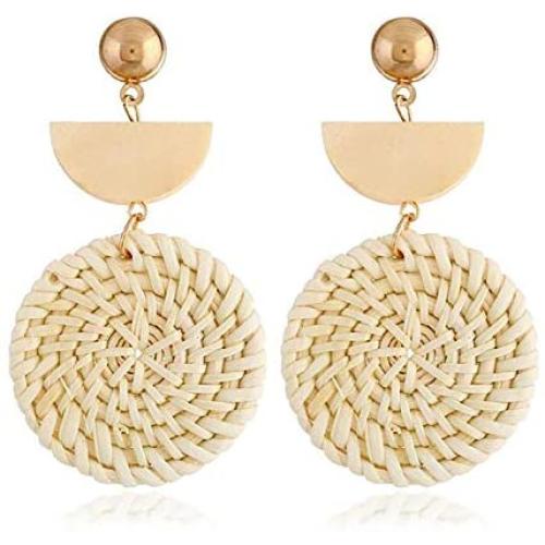 IVRRISS Handmade Rattan Earrings for Women and Girls, 1-6 Paris Set Cute Bohemian Earrings Lightweight