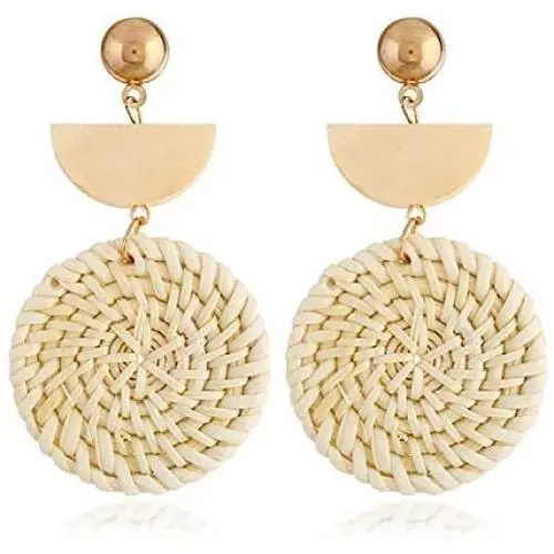 IVRRISS Handmade Rattan Earrings for Women and Girls, 1-6 Paris Set Cute Bohemian Earrings Lightweight IVRRISS Handmade Rattan Earrings for Women and Girls, 1-6 Paris Set Cute Bohemian Earrings Lightweight