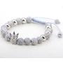 LPBeads Luxury CZ Imperial Crown Braided Copper Bracelets with 8mm Micro Pave Cubic Zirconia Beads Pulseira Bangle Charm Jewelry for Women Men
