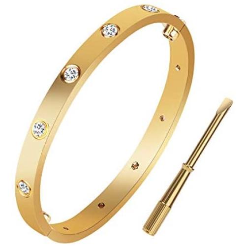 XYZONE Love Bracelet Titanium Stainless Steel Bangle Screw Bracelet with Screwdriver-Screw Bracelets for Valentines Wedding Couples Bracelets Girls Adults Girlfriend Birthday Gifts