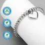 Jewelry Kingdom 1 Heart Charm Necklace Bracelet for Women Girls 6mm Silver Bead Ball Chain Stainless Steel